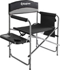 Folding Camping Chair, Heavy Duty Portable Directors Style with Side Table Carry Handle Storage Pockets for Outdoor