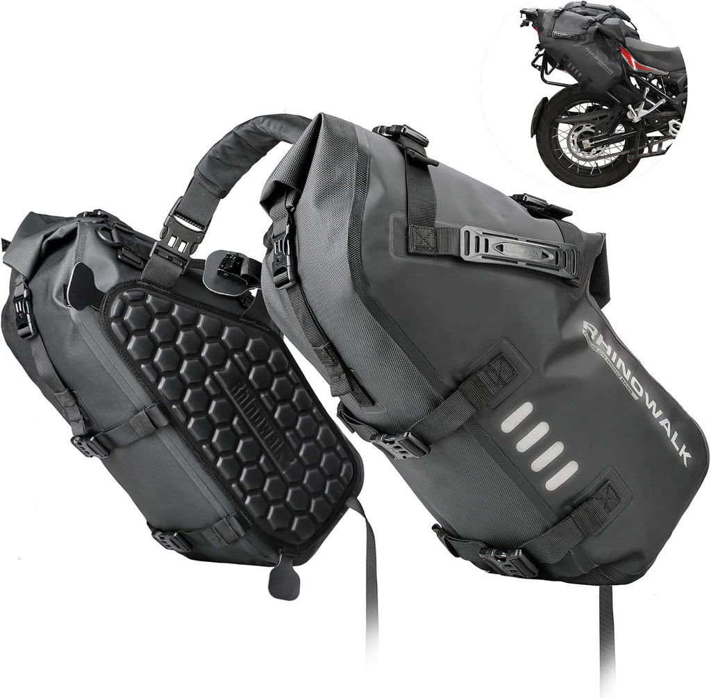 Motorcycle Saddlebags 28L(14L*2) Waterproof Motorbike Side Bags, Travel Luggage Panniers with Shoulder Strap for