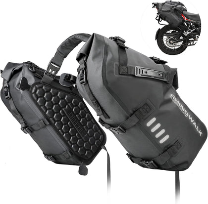 Motorcycle Saddlebags 28L(14L*2) Waterproof Motorbike Side Bags, Travel Luggage Panniers with Shoulder Strap for