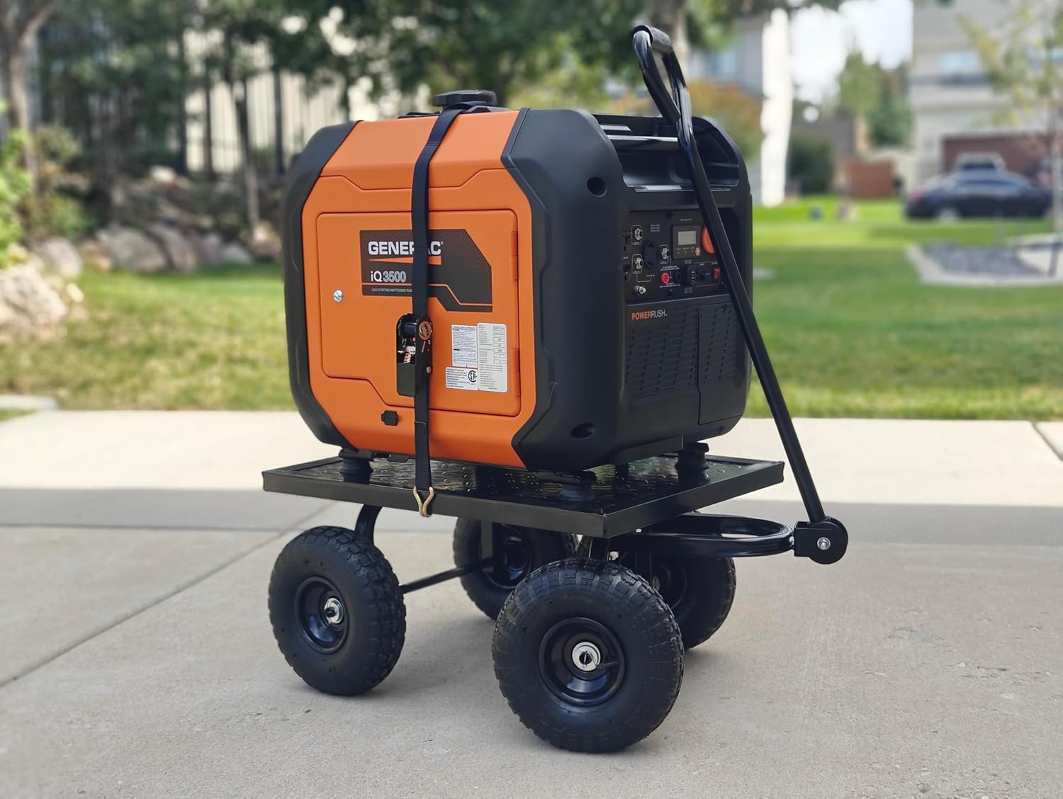 Universal Generator Wheel Kit Cart with 10-Inch Pneumatic Wheels, Black Steel, Compatible with Honda EU3000is