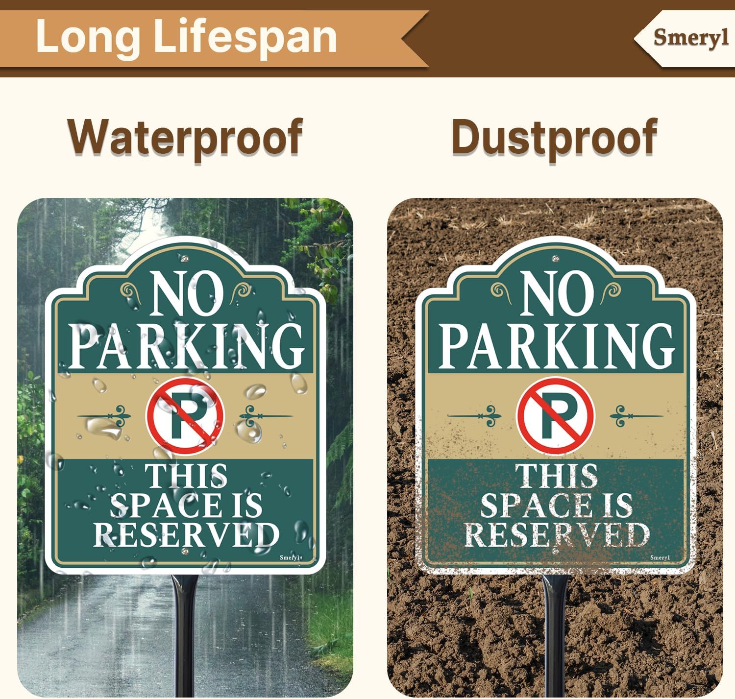 No Parking This Space Is Reserved Sign with 34.6" Stake for Yard | 12" x 10" No Parking Signs With Stand, Rust-Free