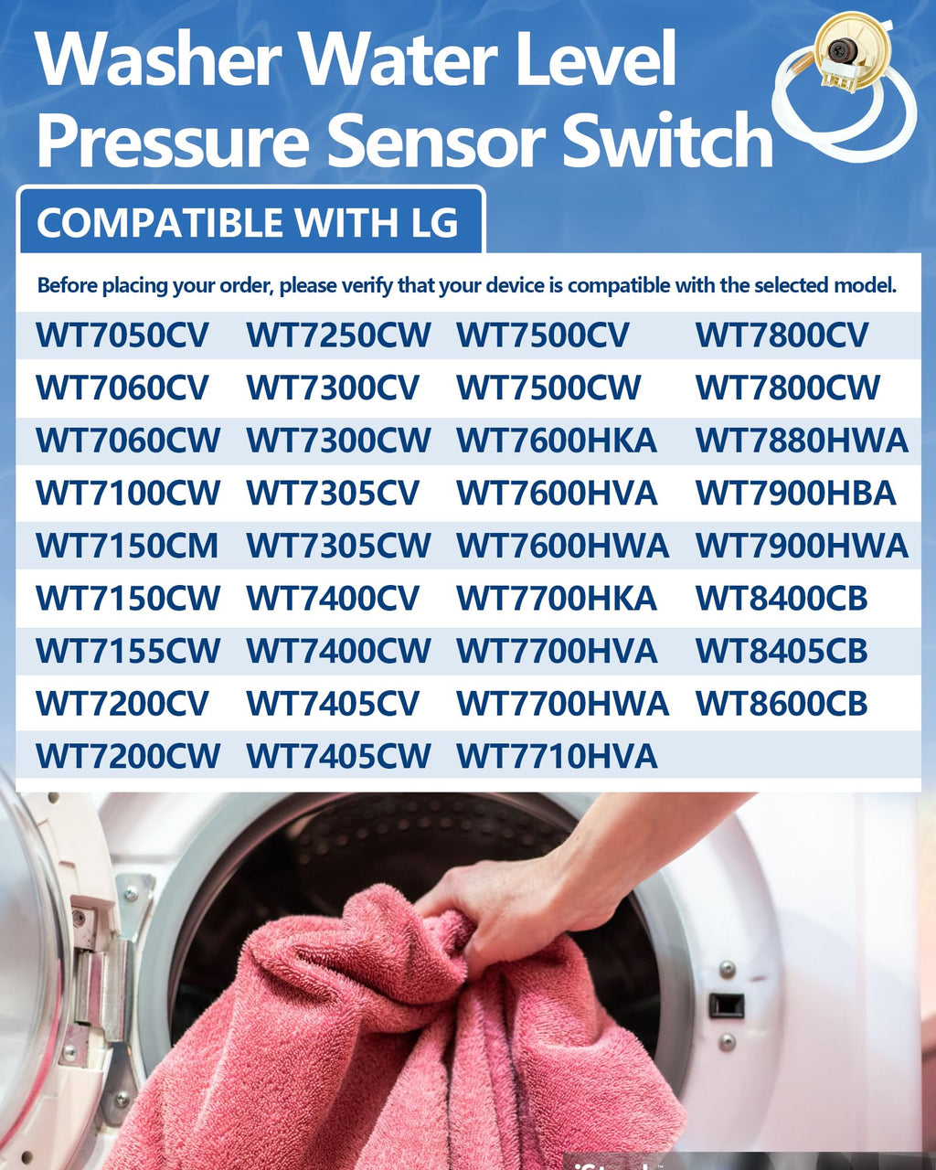 WT7100CW WT7150CW WT7900HBA WT7400CW Washer Pressure Sensor Fit for LG