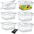 6 Pack 1/2 Size 6" Deep NSF Polycarbonate Food Pans with Lids