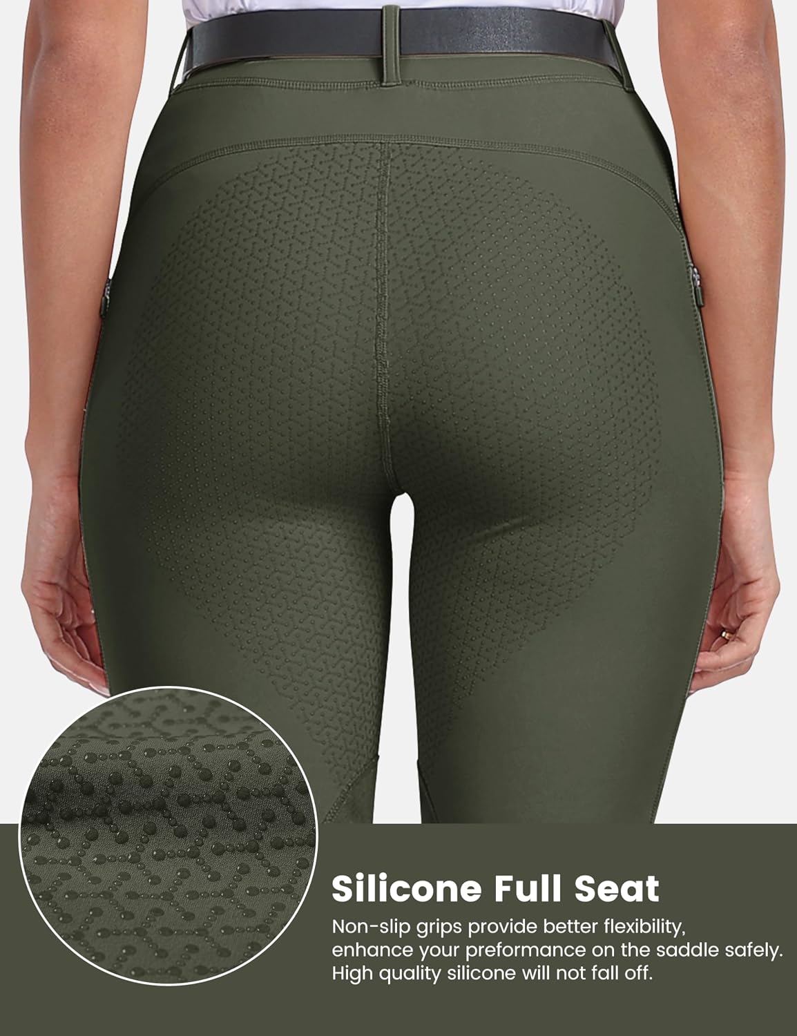 Women's Horse Riding Pants Full Seat Silicon Knee-Patch Equestrian Breeches Horseback Schooling Tights Zipper Pockets