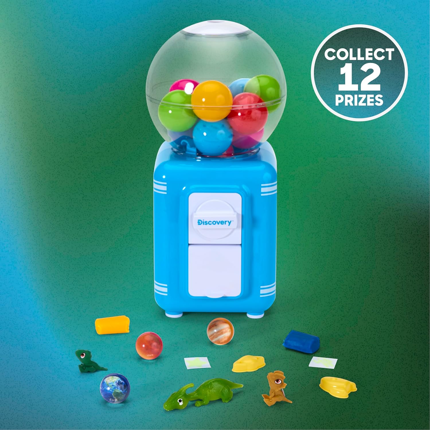 Toy Vending Machine for Kids| Dispense 12 Surprise Prize Capsules| Refillable Mini Gumball Machine Toy| Planet Bouncy