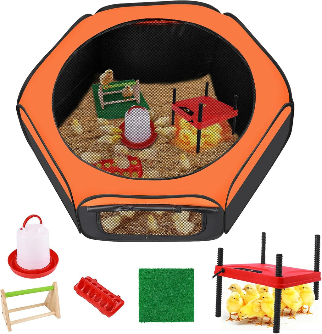 Brooder Box for Chick, Chick Starter Kit with Brooder Heating Plate