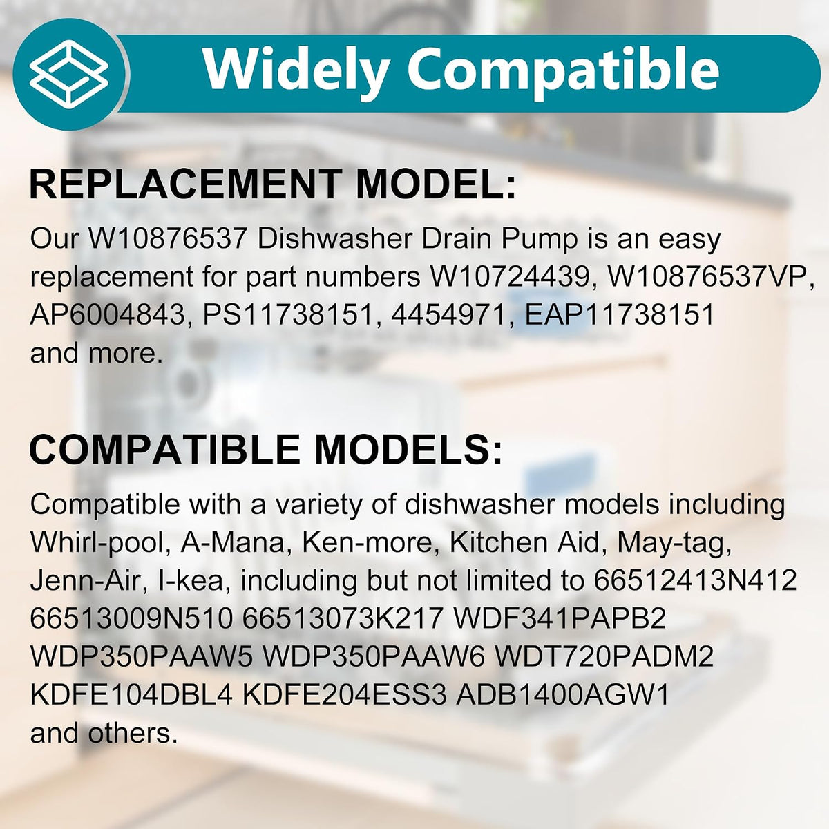 W10724439 W10876537 W10348269 Dishwasher Drain Pump for Whirl-pool