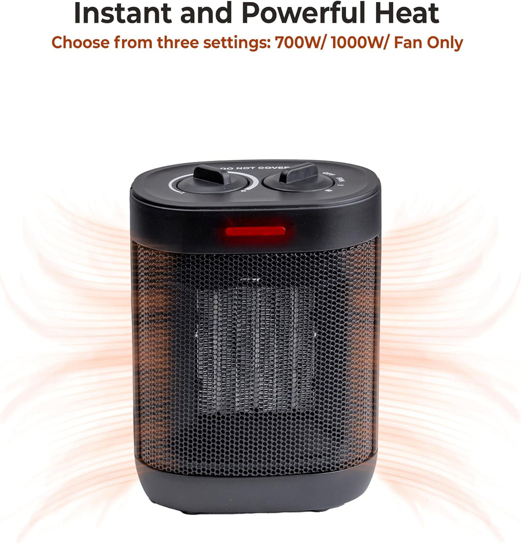 Comfort Zone Compact Electric Space Heater for Indoor Use – 1500W Fan-Forced PTC Ceramic Heater with Adjustable