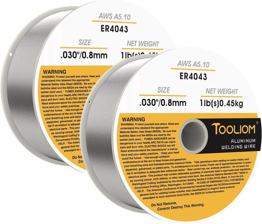 TOOLIOM ER4043 .030" Aluminum MIG Welding Wire, 1LB Spool 2PCS
