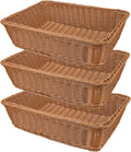 3 Pack Imitation Rattan Woven Bread Baskets, 11.8 x 7.8 Inch Plastic Wicker Fruit Baskets for Food Serving