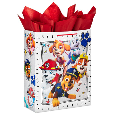 15" XL Paw Patrol Gift Bag with Tissue Paper for Birthdays, Kids