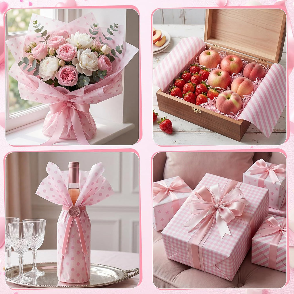 120 Sheets Pink Tissue Paper for Gift Bags 20x14 Inch