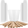 3 Oz (90 ml) Liquid Measuring Cups, 100 Pack with 25 Sticks