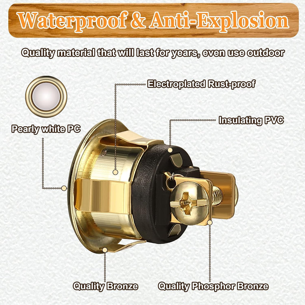 2 Pack Lighted Doorbell Button Replacement, Gold, Yellow Light | Easy to Install Wired Doorbell Button Push Door Bell