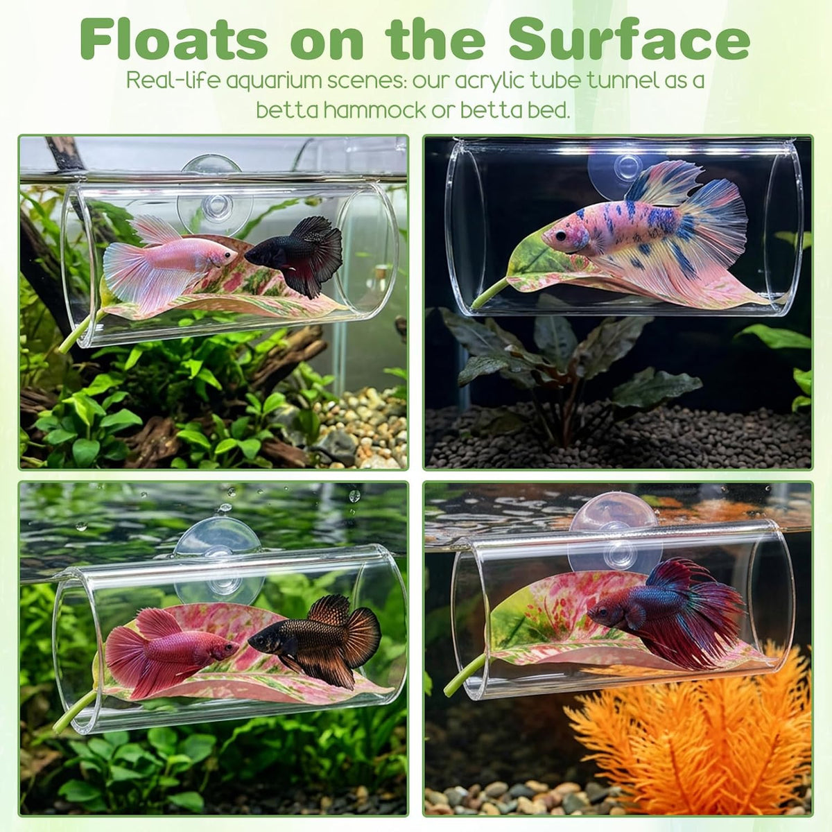 5 Set Betta Hammock for Aquarium, Funny Betta Fish Toys Plastic Bettas Fishes Tank Accessories for Resting Hiding