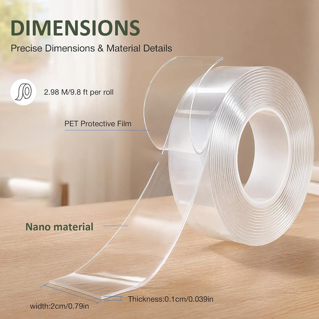 Double Sided Tape, Nano Tape, Transparent Adhesive Tape, Traceless Adhesive Tape, Removable, Washable, Reusable