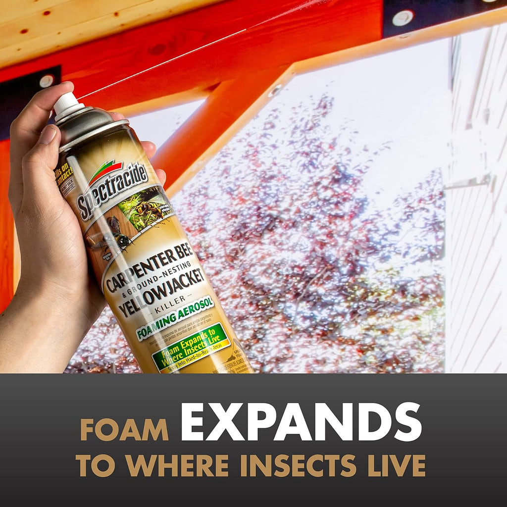 Carpenter Bee & Gound-Nesting Yellowjacket Killer 16 Oz, 3 Pack | Foaming Aerosol Kills on Contact, Expands To Where