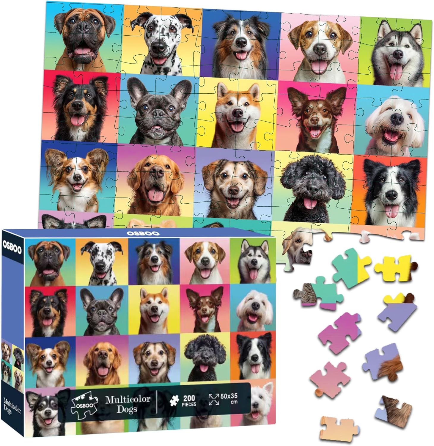 Dog Puzzles for Kids Ages 6-8 8-10, 200 Pieces Jigsaw Puzzle for Kids and Adults, Multicolor Puppy Theme Puzzles for