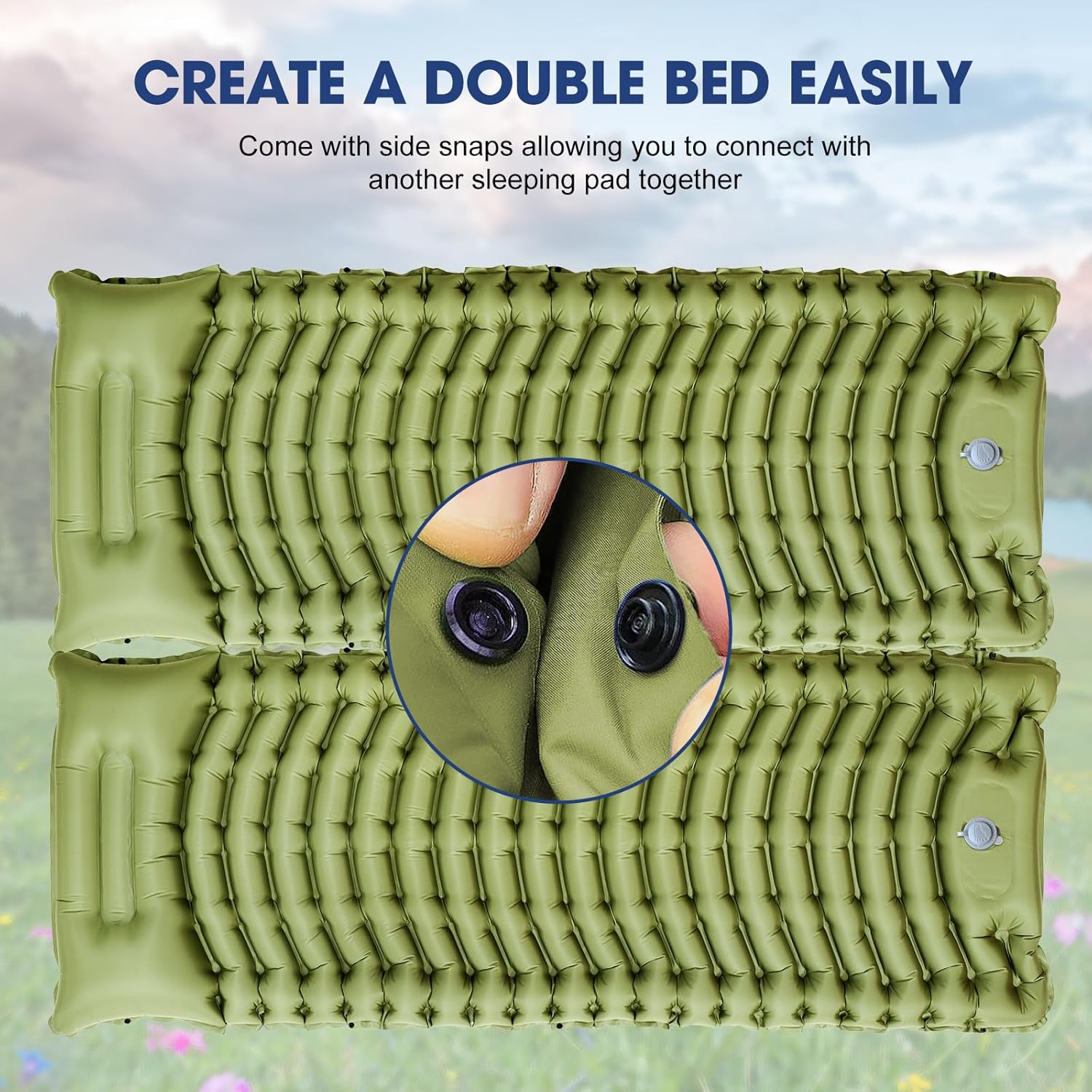 Ultralight Camping Sleeping Pad with Pillow & Built-in Foot Pump | Camping Mattress, Compact Inflatable Portable Mat