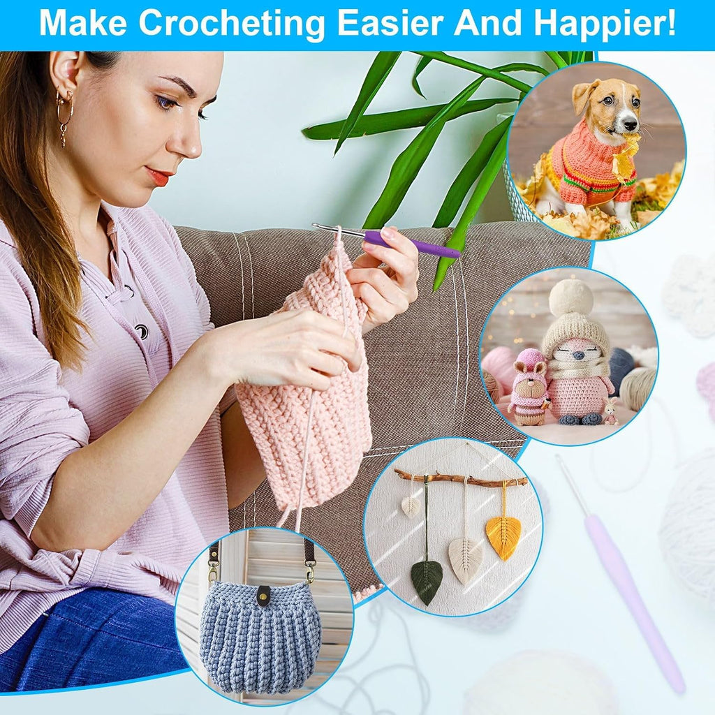 Crochet Hooks 14 Sizes Crochet Hook Set, 53 Pack Yarn Crochet Kit for Beginners, Knitting Needles with Ergonomic