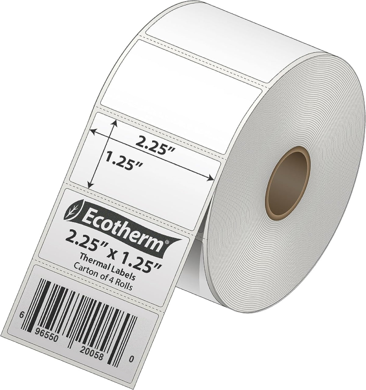 2.25" x 1.25" Thermal Labels | 4 Rolls | 1,135 Labels/Roll | 4,540 Total | fits Zebra, Munbyn, Rollo, Godex, Arkscan