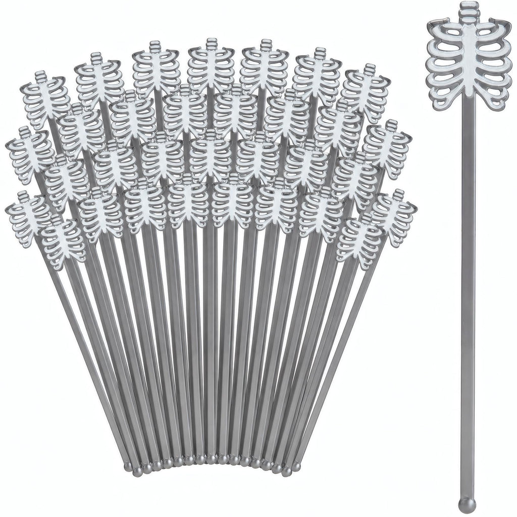 Halloween Skeleton Drink Stirrers, 36 Pack, 7-Inch Cocktail Sticks