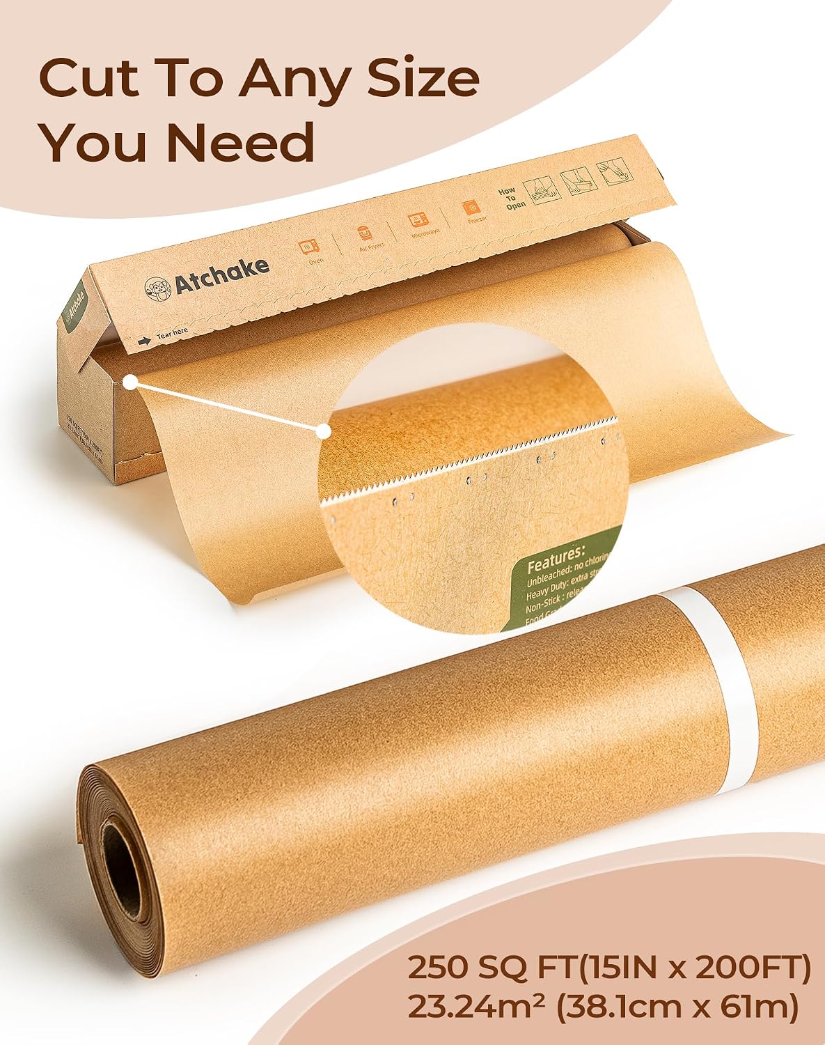 Parchment Paper Roll for Baking, 15 In Unbleached Parchment Paper