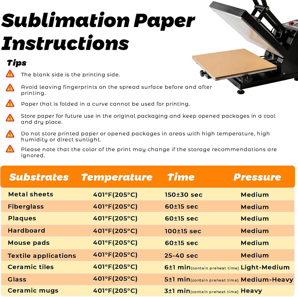 Sublimation Paper 8.5x11 Inch 110 Sheets, Fast Dry, High Transfer Rate, Compatible with Sublimation Printers and