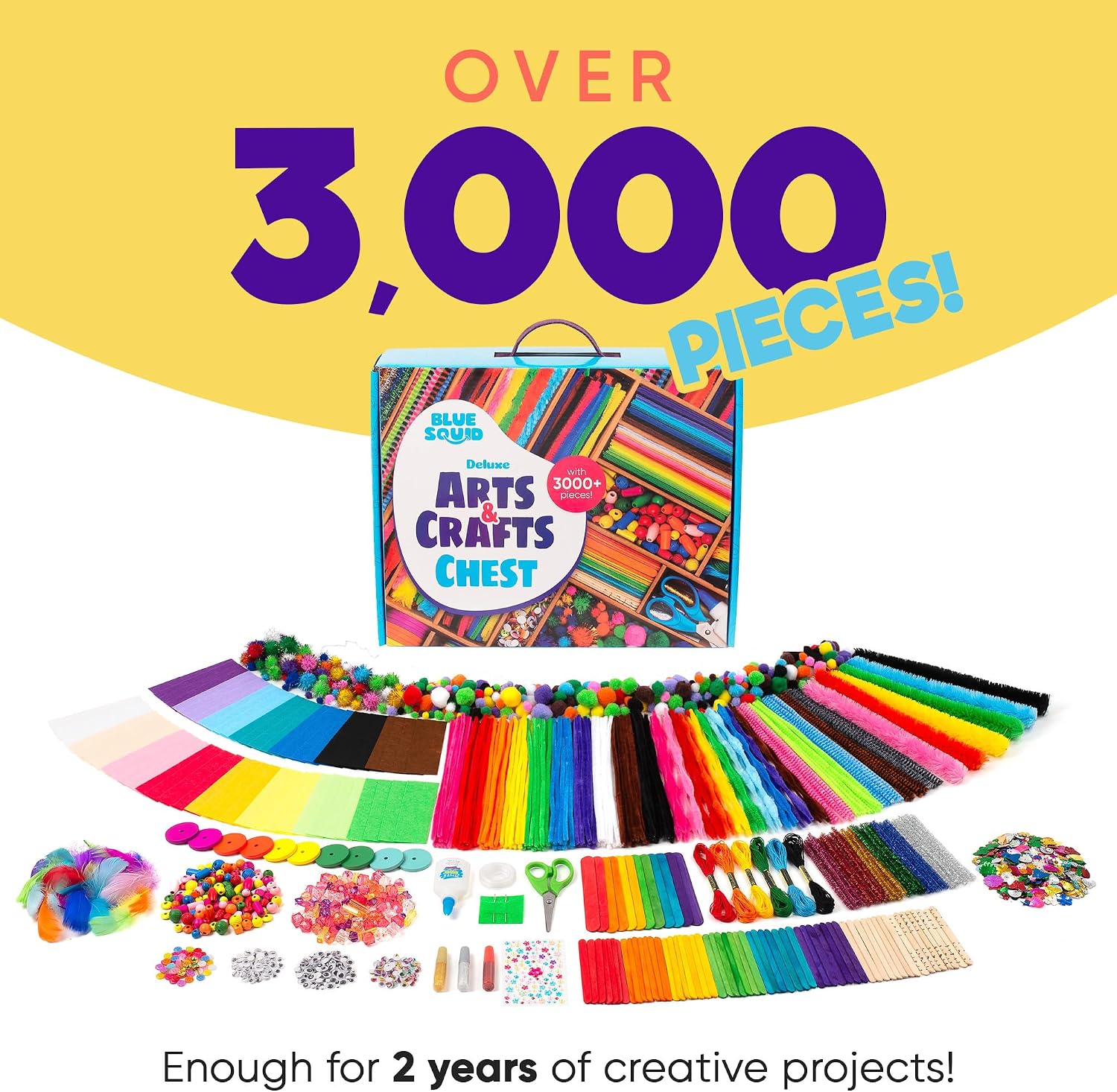 3000+ pcs Arts and Crafts Supplies for Kids | Craft Kit Box for Kids Age 4-5, 4-8, 6-8, 8-12 | Craft Supplies &