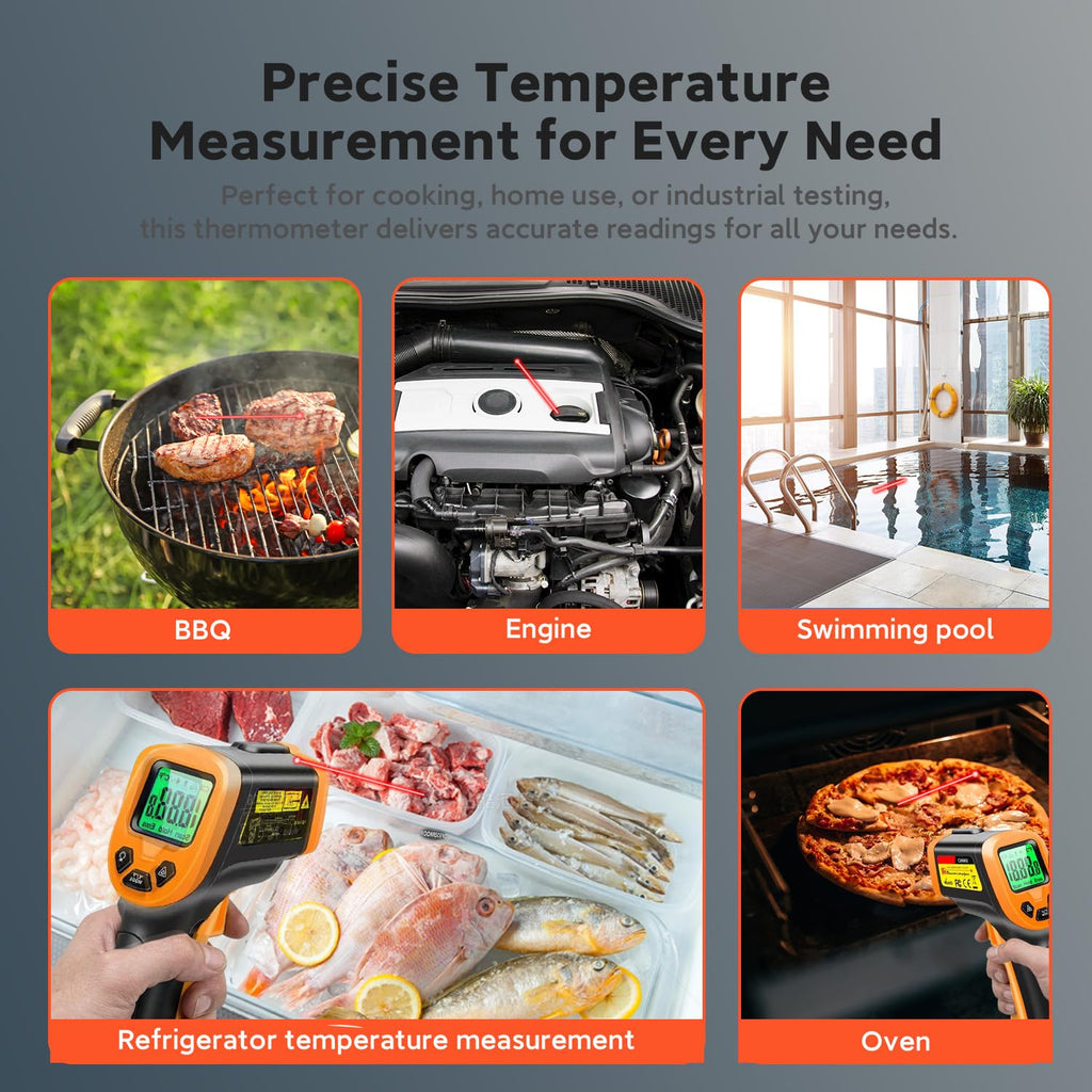 Digital Infrared Thermometer Temperature Gun, 12:1