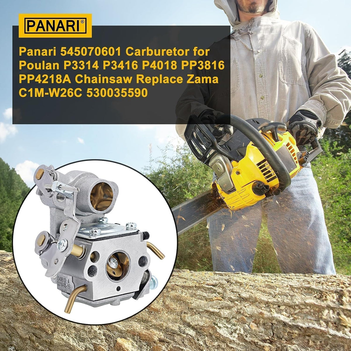 Panari PP4218A Carburetor for Poulan Pro PP4218 PP4218AVX P3314 Chainsaw