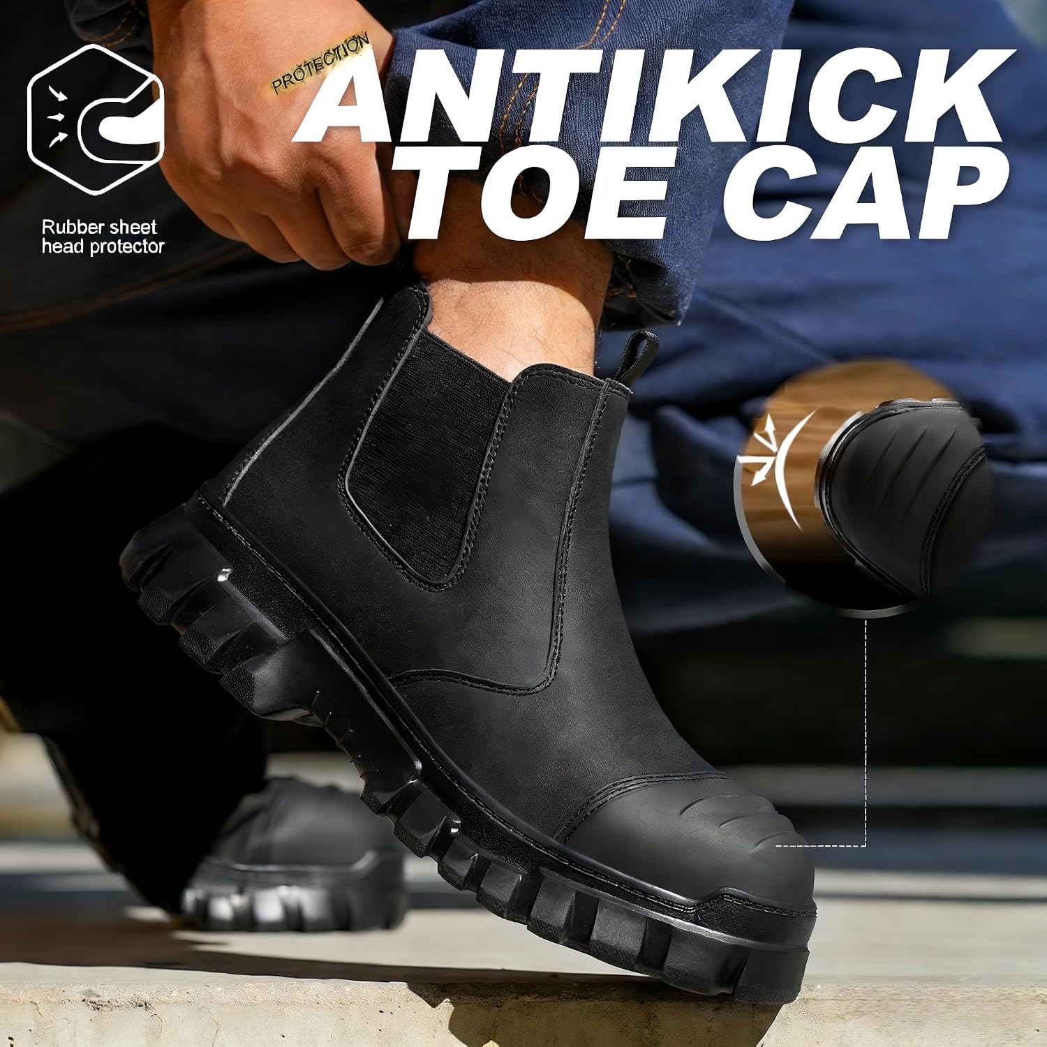 Steel Toe Boots, Work Boots for Men Industrial Construction Shoes, Waterproof, Lightweight, Comfortable, Non-slip