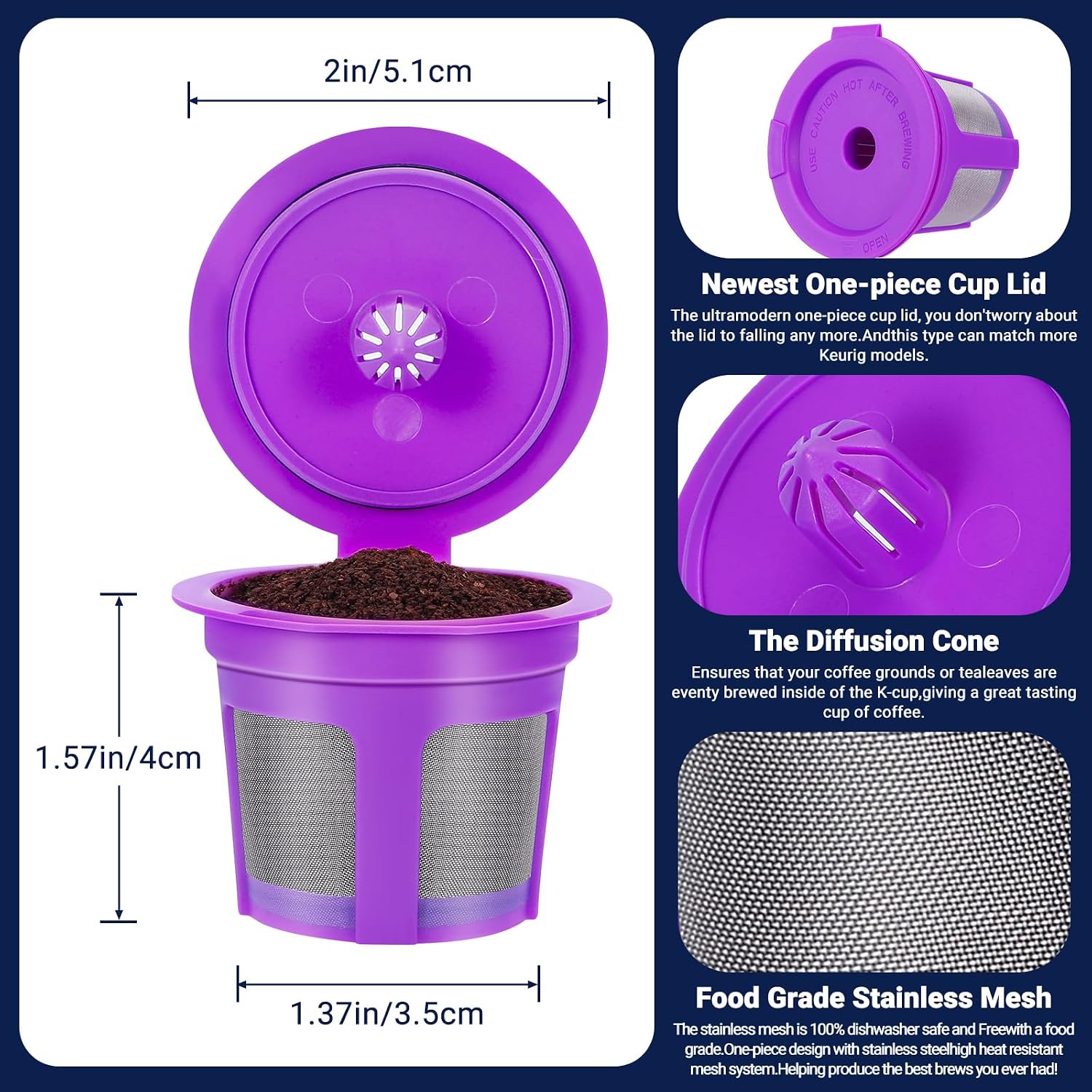[SANYEDOU] Reusable Coffee Filters For Keurig (BPA Free) Reusable K Cup Filters Cups K Cups For Keurig 1.0+2.0 Mini K