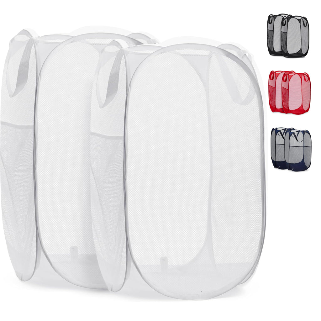 Mesh Pop Up Laundry Hamper Foldable Basket 2-Pack