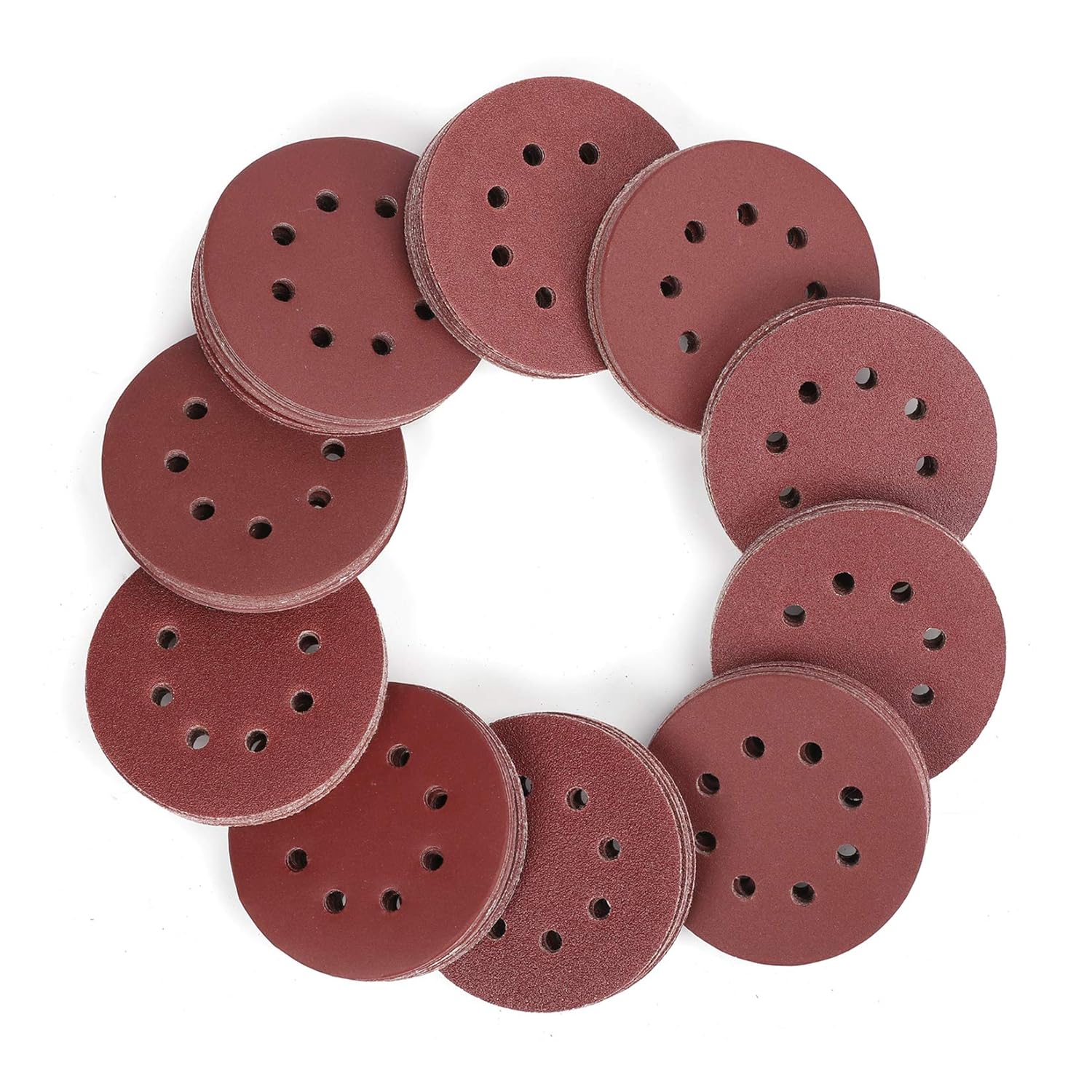 150 Pack 5 Inch Sanding Discs Sandpaper, 8-Hole Hook and Loop | 10 Grits (60/80/100/120/150/180/240/320/400/600) for