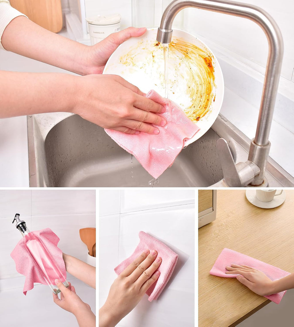 Microfiber Cleaning Cloth Roll - Tear-Away Reusable Microfiber Paper Towels, Lint-Free, Washable, 20 Sheets for