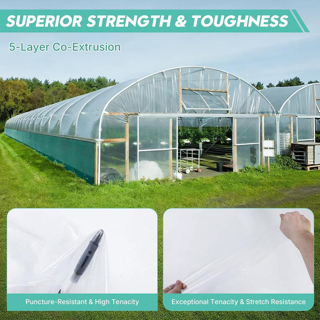 Greenhouse Plastic Sheeting, 12FT x 25FT 6 Mil UV Resistant