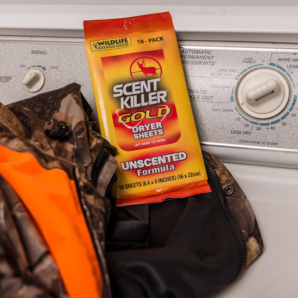 Research Center Scent Killer Gold Dryer Sheets Unscented 18 Sheets