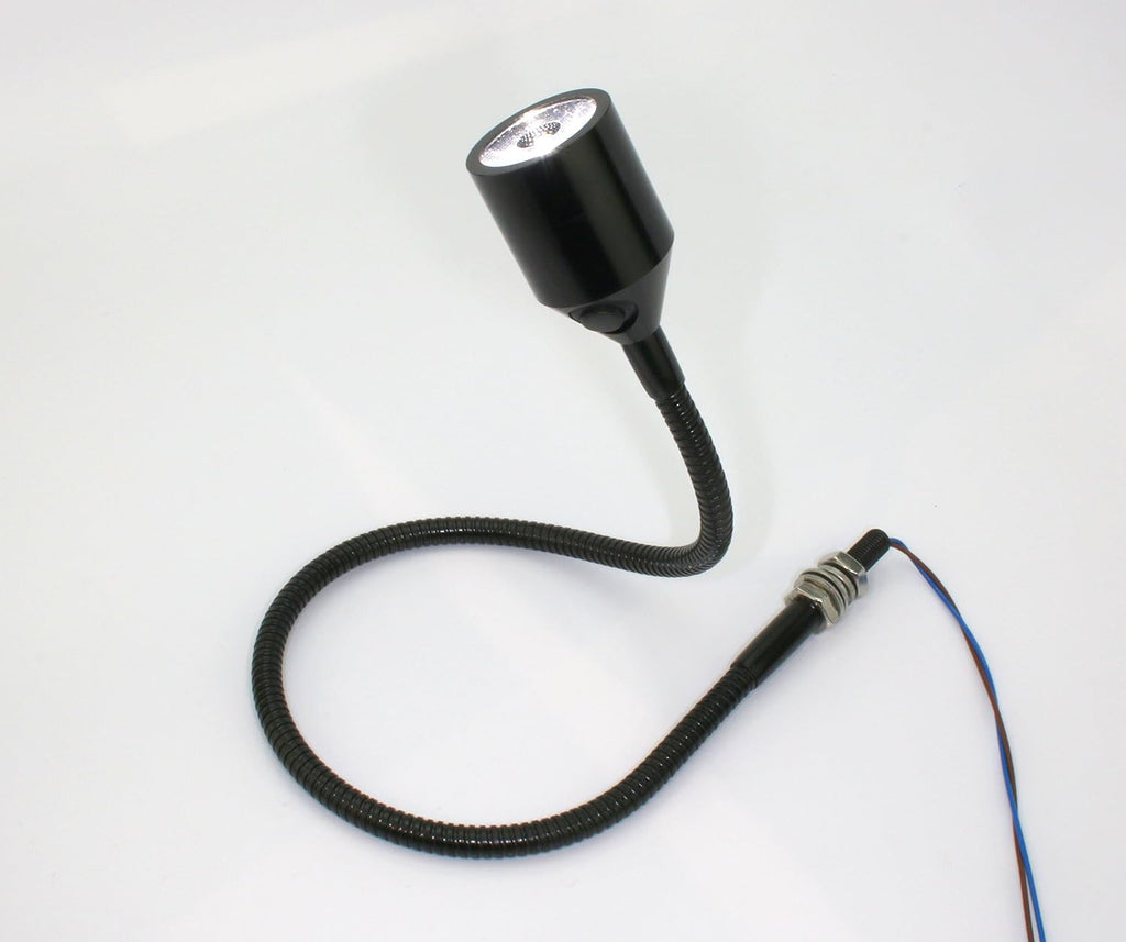 PilotLights Gooseneck Panel Light, Map Light, Post Light - White LED, 18" Length, 12VDC On/Off Switch