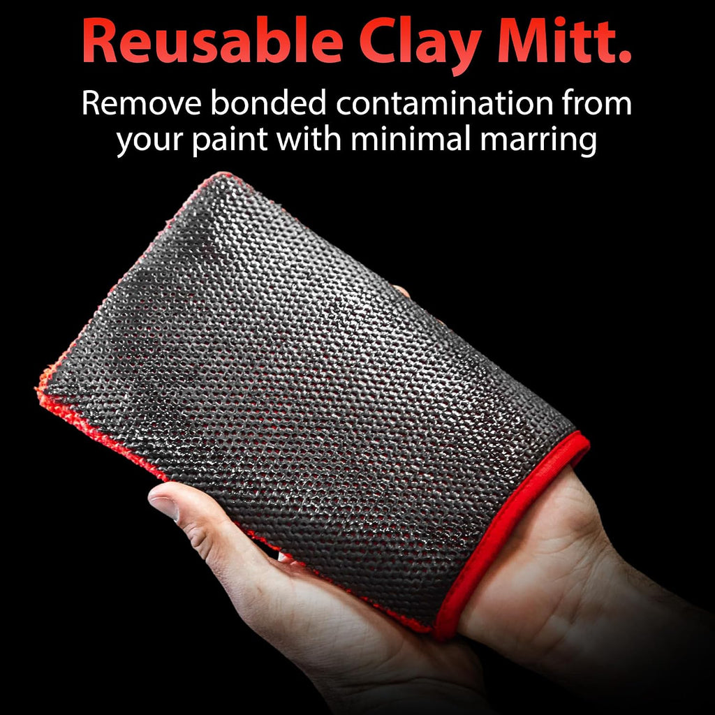 Clay Mitt - Medium Grade Clay Bar Infused Mitt | Car Detailing Glove Quickly Removes Debris from Your Paint, Glass