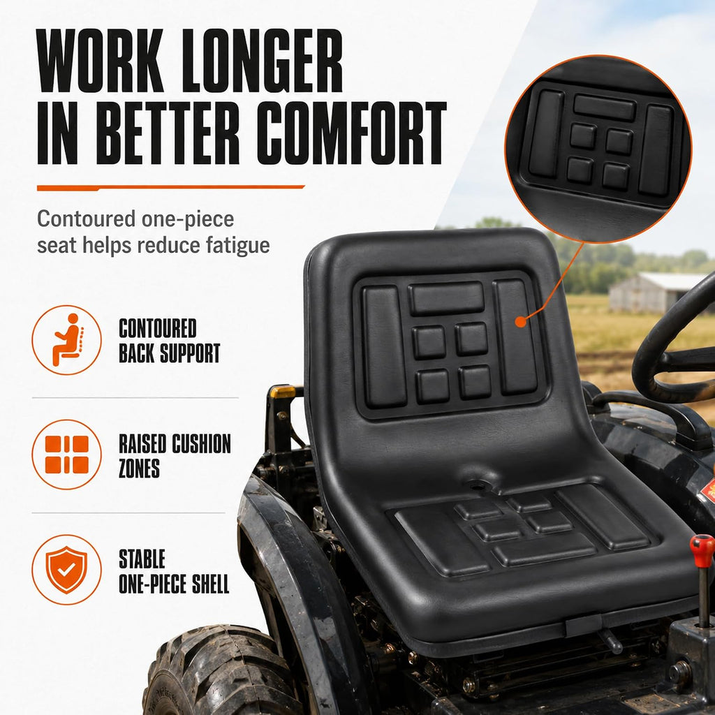 Universal Forklift Tractor Seat Cushion Lawn Mower Seat | Replacement Seats with Drain Groove & Adjustable Slide Rails