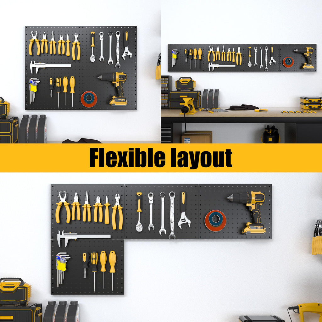 Peg Board, 4 Pack Metal Pegboard Panels Black Boards Wall Organizer
