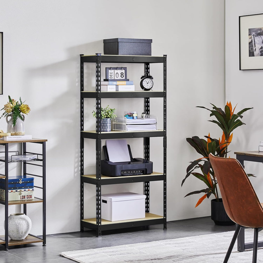 5-Tier Utility Shelves, Metal Storage Shelves, Adjustable Shelving Units, Boltless Assembly, Garage Shelves Shed