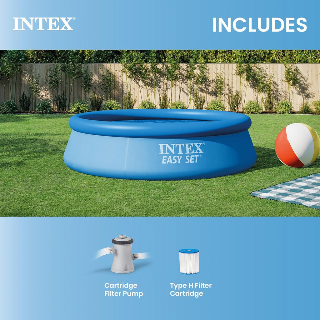 Easy Set 10 ft x 30in Above Ground Pool Set, Round Inflatable Swimming Pool with 330 GPH Cartridge Filter Pump and