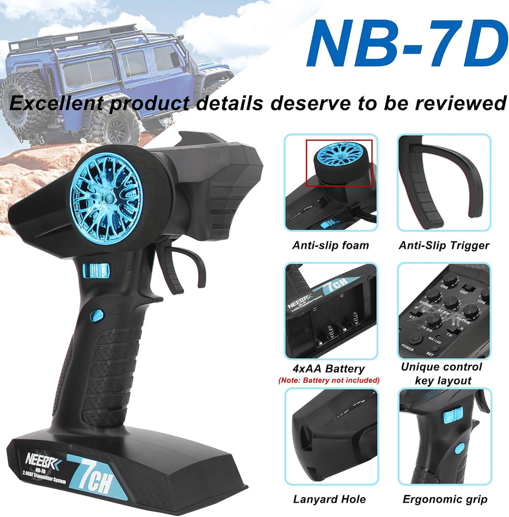 7 Channels RC Transmitter with Receiver Built-in Light Control System and 12LED Light Set, 2.4GHz Radio Remote