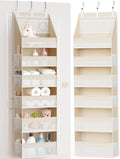 Over the Door Organizer, 6-Shelf Closet Hanging Storage with 13 Mesh Pockets, 55lbs Capacity Behind the Door Storage