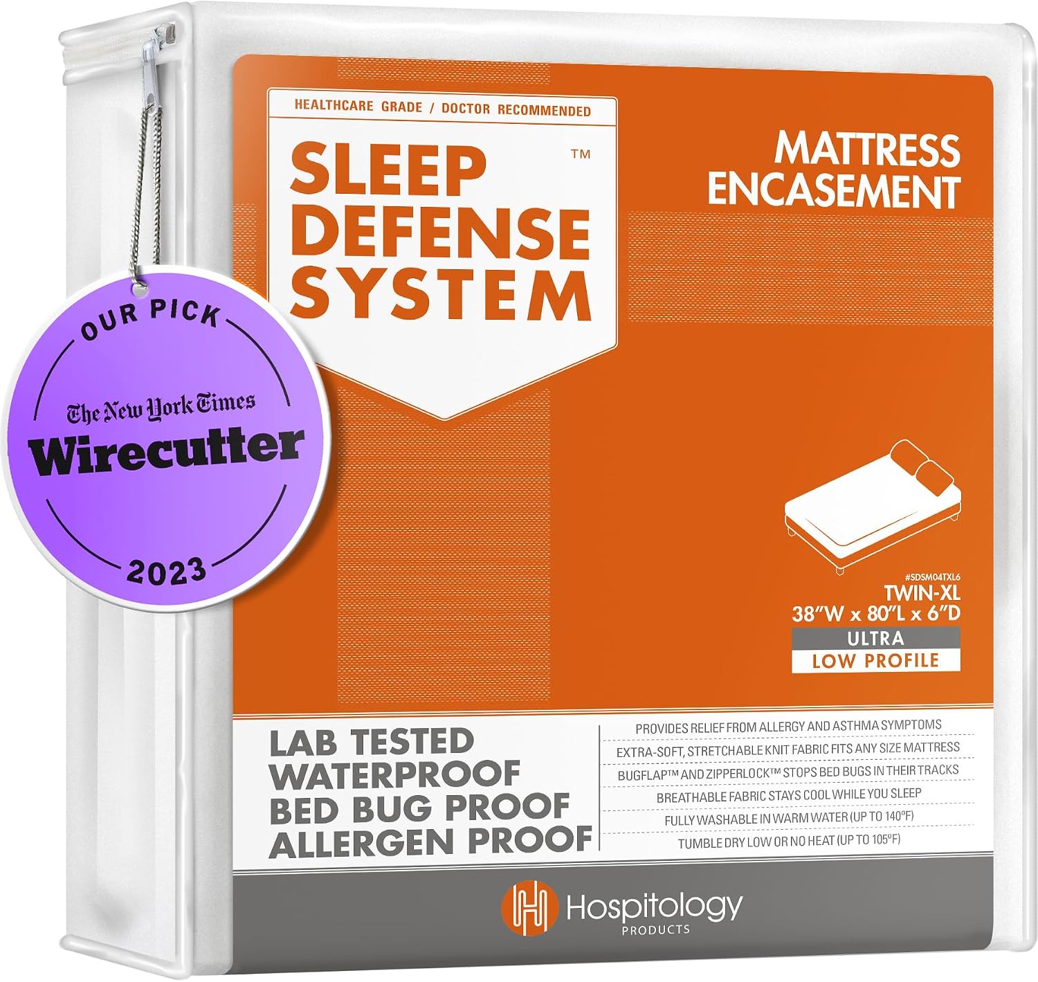 Mattress Encasement - Zippered Bed Bug Dust Mite Proof Hypoallergenic - Sleep Defense System - Twin XL - Waterproof
