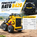 Mini Skid Steer Loader 24HP Wheeled Compact Skid Steer with 4-in-1 Bucket