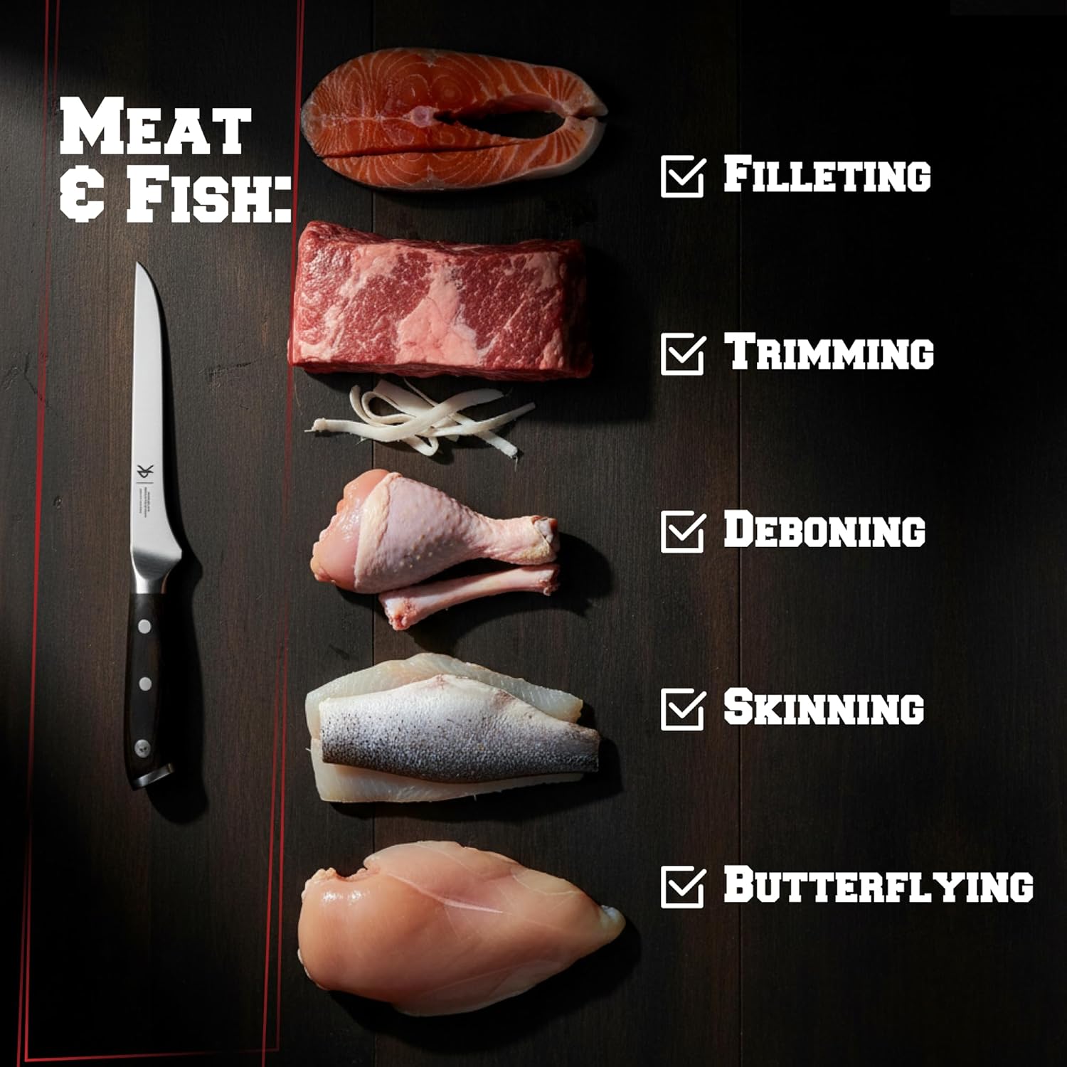 6” Boning Knife for Meat Cutting, Fillet & Deboning