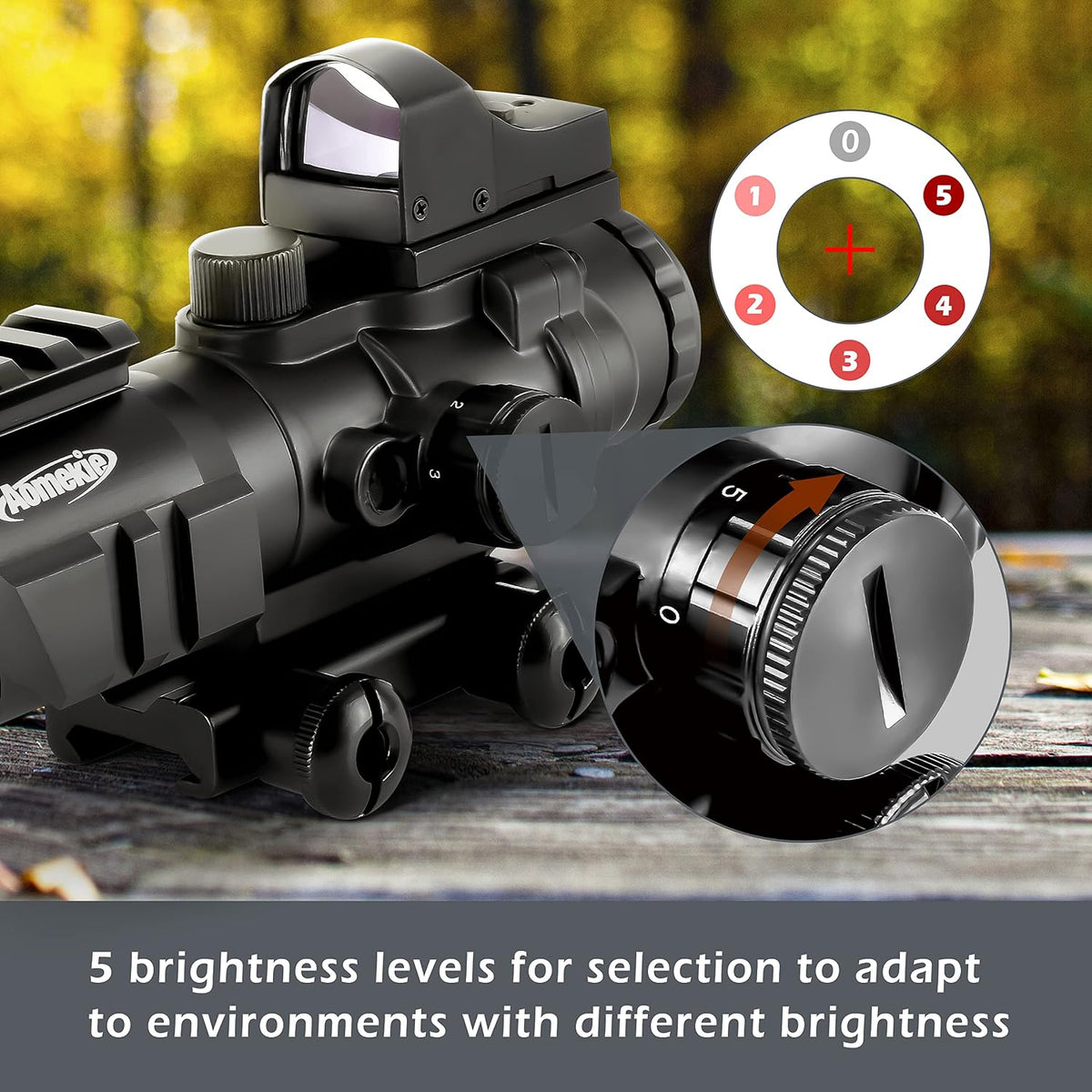 2-in-1 Combo Prism Rifle Scope 4X32 Compact Red & Green Dot Holographic with Adjustable Brightness